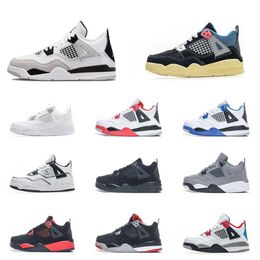 Jumpman 4S Kids Military Black Basketball Shoes Baby Red Thunder Infrared Union 4 Black Cat All White Pink Blue Runner Pure Money Trainers Girl Retro What The Sneakers