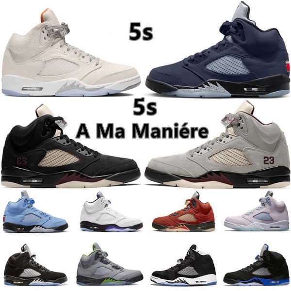 Jumpman 5 5s Zapatillas de baloncesto para hombre Craft A Ma Maniere x Black Georgetown Light Bone University Blue Aqua Bluebird Easter Raging Bull Hombres Zapatillas deportivas