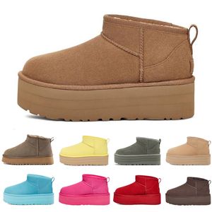 Ultra Mini Platform Snowboots Dames Over De Knie Klassiek Kastanje Zwart Drijfhout Chocolade Mos Groen Rood Hemelsblauw Roze Geel Heren Dames Designer Laarsjes