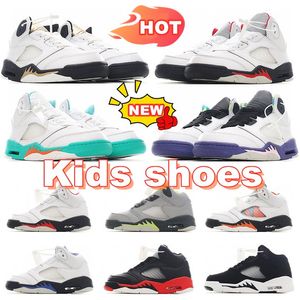 Jumpman 5s basketbalschoenen voor kinderen 5 peutersneakers jongens meisjes jeugdtrainers Raging Bull Red Green Bean Moonlight Flight Dark Concord Designer sportschoen