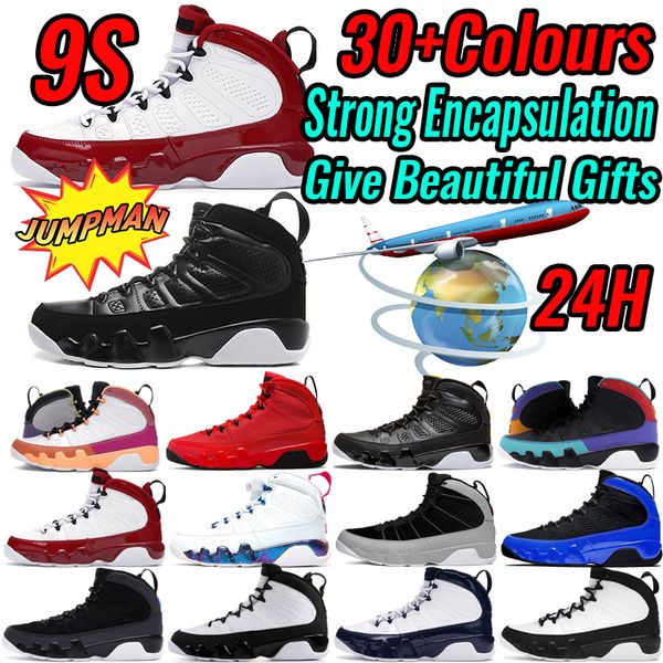Jumpman 9 9s Chaussures de basket-ball pour hommes Sneaker Light Olive Fire Red Particule Gris Chili Gym Rouge Noir Blanc Racer University Baskets de sport pour hommes en plein air 40-47
