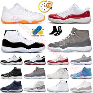 Jumpman Cherry 11 basketbalschoenen 11s Jubilee 25 -jarig jubileum Coole grijze play -offs Gefokte gamma blauwe pet en jurkruimte Jam Concord Midnight Navy dames sneakers 46