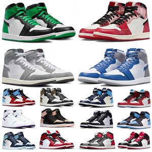 Jumpman High Hommes Basketball Chaussures Université 1 Cuir Bleu Hyper Royal Smoke Grey 1S Chicago Red Dark Mocha OG Digital Pink Mid Baskets d'extérieur Baskets grande taille 13