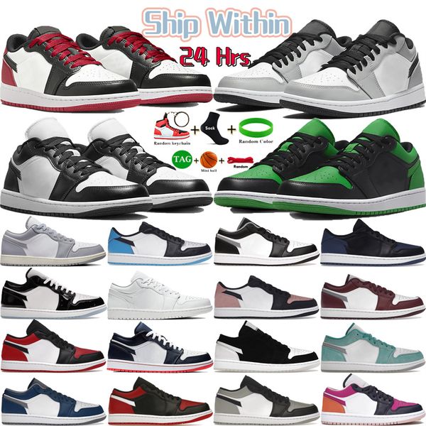 Mens 1 zapatos para correr bajos 1s OG punta negra Wolf Grey Light Smoke Panda SE Concord Patent Lucky Green Bred True Blue Triple White para mujer zapatillas de deporte deportivas