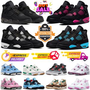 4 Chaussures de basket-ball Hommes Femmes Jumpman 4s Chat Noir Rose Thunder Craft Olive Infrarouge Pin Vert Rouge Blanc Ciment Militaire Noir Néon Hommes Baskets Baskets En Plein Air