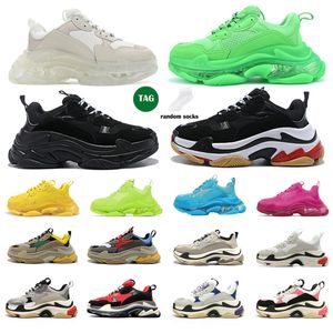 Triple S Hommes Traniers Chaussures de Course Plate-forme Noir Blanc Vert Rose Vert Bleu Jaune Designer Baskets Durables