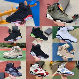 Jumpman Oreo Hommes Chaussures de basket-ball de sport élevé 6 6s Noir Infrarouge Métallisé Argent Minuit Marine UNIVERSITÉ BLEU Rétros Unc Carmine Cool Gris Baskets Baskets