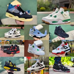 Jumpman Pine Green 4 4s Basketbalschoenen Heren Dames OFF NOIR Vivid Sulphur Black Cat Trainer Red Cement Cream Wit Oreo RetroS Infrared Red Thunder Tennissneakers V8