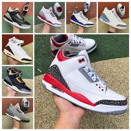 Jumpman Racer Blue 3 3S Zapatillas de baloncesto Retro Hombres Mujeres Dark Iirs Cool Grey A Ma Maniere UNC Fragment Knicks FREE THROW LINE Denim Red Black Cement Pure White Sneakers
