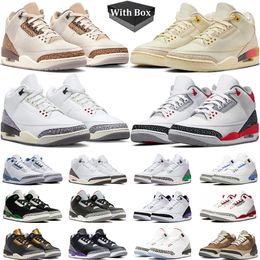 Jumpman met Box 3 basketbalschoenen heren dames 3s Palomino White Cement Medellin Sunset Fire Red Lucky Green Court Purple Heren Trainers Sneakers