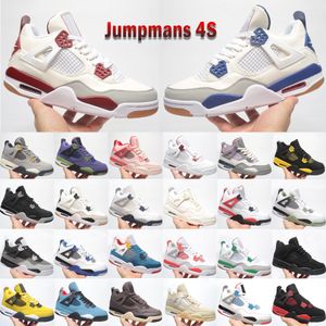 Jumpmans 4 4s Hommes Femmes Chaussures De Basketball Classique En Cuir Designer Rouge Ciment Noir Toile Canyon Violet Messy Room Université Bleu Baskets Extérieures Taille 36-47