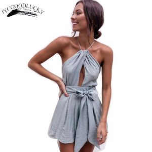 Combinaison Be Summer Salopette Dos Nu Plage Barboteuses Femmes Halter Macacao Feminino Combinaison Courte Femme Combinaisons Femme W220427