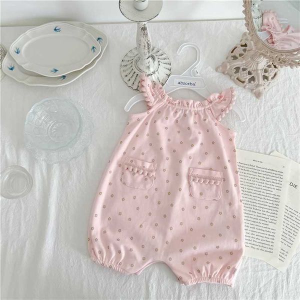 Mono para bebés Ropa para niñas de 0 a 12 meses Mono sin mangas Traje de verano para niños pequeños Fotografía recién nacida Mameluco para niña L230625