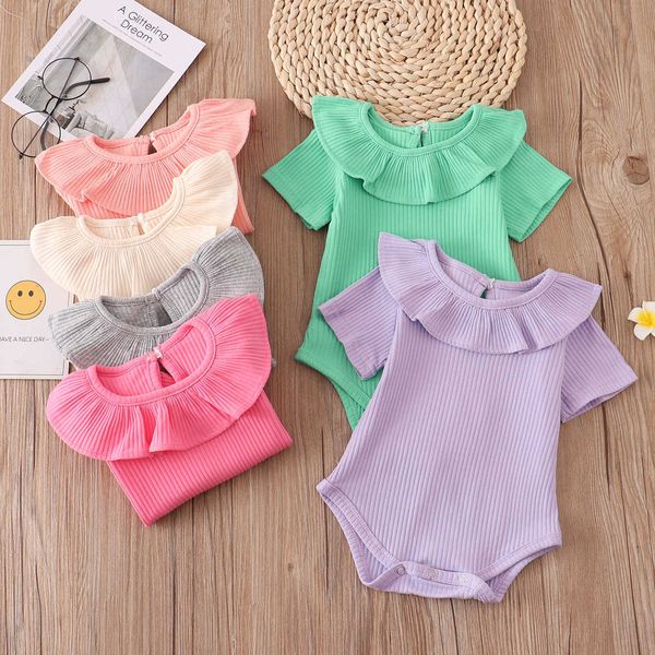 Monos 0-2Y 2023 Primavera/Verano Candy Ruffle mono Conjunto de ropa para niña recién nacida G220606