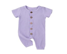 Combinaisons 2021 Bébé Garçons Filles Combinaison Né Infantile Couleur Unie Rayé Tricoté Barboteuse Pour 324M Enfant En Bas Âge Kids2980363