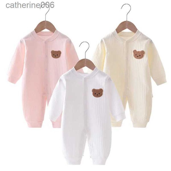 Monos 2023 Otoño Bebé Mameluco Color Sólido Oso Mono Algodón Primavera Recién Nacido Ropa de una pieza para niños Niñas Mono Infantil 0-18ML231101