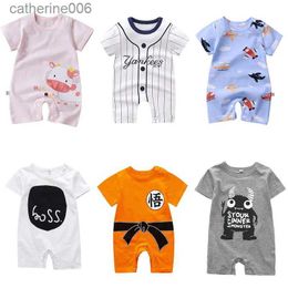 Jumpsuits 2023 Goedkope katoenen baby romper Babykleding met korte mouwen Zomer Unisex babykleding meisje en jongen jumpsuits Dunne sectieL231101