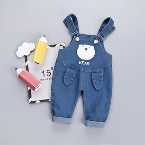 Jumpsuits 2023 baby babymeisjes schorsingen denim broek mode jeans overalls schattig casual kostuum peuter voor 6m-3y kinderen