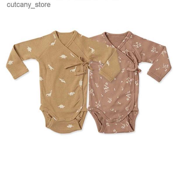 Combinaisons 2023 été nouveau-né bébé barboteuse dinosaure imprimé infantile coton manches longues body garçon fille vêtements une pièce combinaisons 0-24M L240307