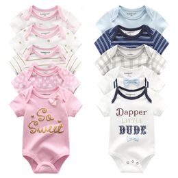 Jumpsuits 5pcslot babyjongens kleren eenhoorn meisjes kleding bodysuits 012m geboren 100%katoen roupas de bebe 230303