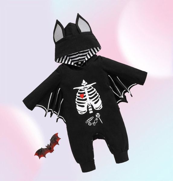 Combinaisons à sauts automne nés nés bébé bébé garçons filles halloween bat cosplay costume hooded saut combinte vêtements boy enfants googs oids7751291