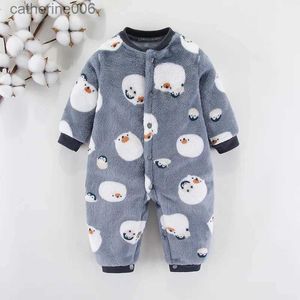 Combinaisons Automne hiver nouveau-né bébé vêtements dinosaure imprimer bébé garçon barboteuse chaud infantile bébé garçon fille doux polaire combinaison pyjamasL231101