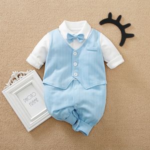Jumpsuits Baby Boy Clothes 0 To 3 6 9 12 18 Months borns Romper Playsuits Jumpsuit Child Gentleman Party Birthday One Year Old Costume 230228