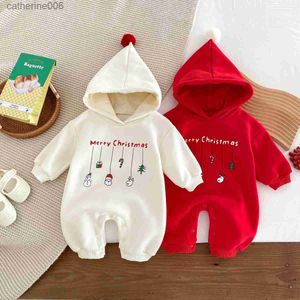 Jumpsuits Babykleding herfst- en winterstijlen voor zowel jongens als meisjes verwesterde sneeuwpop jumpsuit pasgeboren pluche hoodieL231101