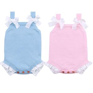 Combinaisons bébé fille body arc enfants corps costume pour né sangle été tricoté motif enfant en bas âge sans manches enfants vêtements