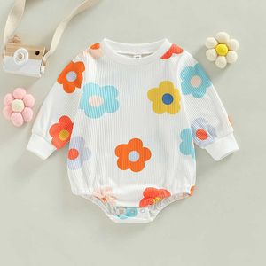 Jumpsuits Baby Meisjes Jongenskleding Kleurrijk Print Lente Herfst Geribbeld Driehoekig jumpsuit met lange mouwen G220606