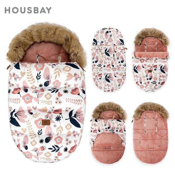 Monos Saco de dormir para bebé 0 24 meses Sobre de saco de invierno en cochecito Impermeable Universal Pram Sleepsack Diseño de flores para niñas 231212