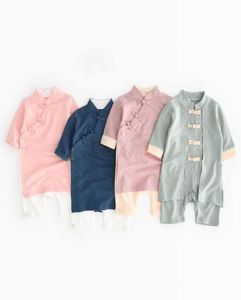 Jumpsuits Baby Peuter Jongens Chinese stijl Romper Onesie Outfit Traditioneel gespontwerp Lang stuk voor unisex Kinderen8796841