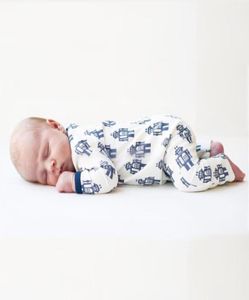 Combinaisons née née bébé garçon robeter coton à manches longues robot imprimé saut de combinaison pyjamas de vêtements pour nourrissons