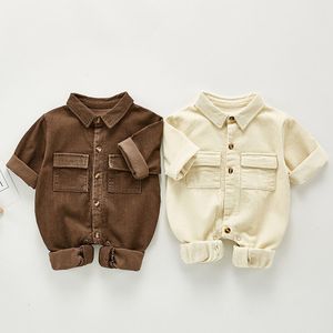 Jumpsuits geboren Jongens Meisjes Corduroy Kleding Lente Herfst Baby Rompertjes Lange Mouw Kinderen 03Yrs 230213