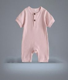 Combinaisons à sauts nés bébé bébé garçon fille coton vêtements roberie solide saut à saut en tricot en jeu