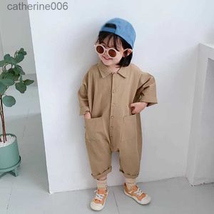 Combinaisons Enfants vêtements combinaison 2022 automne nouveaux garçons filles décontracté lettre outillage Denim bébé enfants vêtements japonais coréen Style 1-7 YL231101