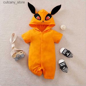 Jumpsuits Dragon DBZ 2023 Zomer Anime Baby Rompertjes Pasgeboren Babykleertjes Met Capuchon Cartoon Cosplay Kurama Kostuum Baby Boy Jumpsuit Pyjama L240307