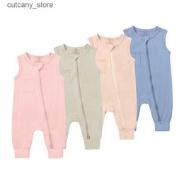 Combinaisons Essentiels été bébé barboteuse vêtements bambou Fiber enfant en bas âge combinaison sans manches Onesies enfants pyjamas solide body pour nouveau-né L240307