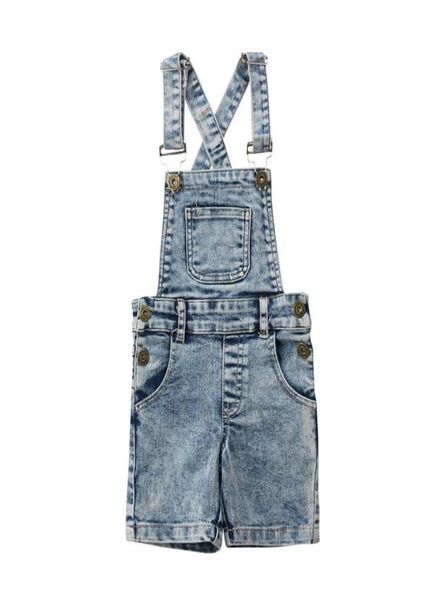 Combinaisons Mode Enfant En Bas Âge Enfants Bébé Garçons Filles Denim Bavoir Pantalon Salopette Jean Tenues Sans Manches Shorts Combinaison Summer8176560