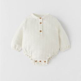 Monos de gasa para bebé, primavera y verano, ropa para bebé (niño o niña) de algodón de manga larga, mono de una pieza para nacer, ropa suave para bebé 012M 230303