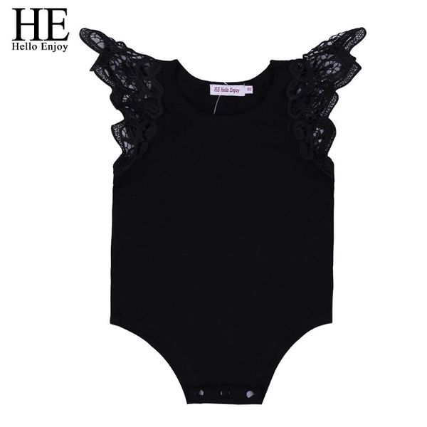 Combinaisons Bonjour Profitez Enfant Bébé Body Né Fille Vêtements Sans Manches Blanc Noir Dentelle Combinaison Costume Pour Enfants Salopette