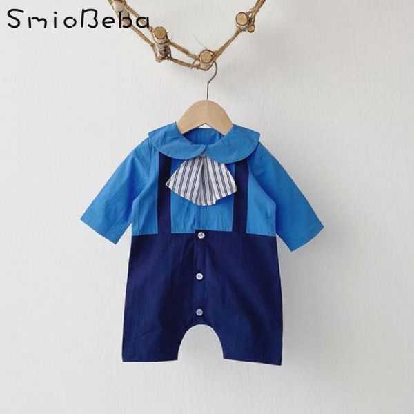 Combinaisons à sauts Ins printemps est coréen Baby Strap Faux Two Piece One-Piece Hatsuit rampant Rompers Gentleman Unisexe Boys and Girls