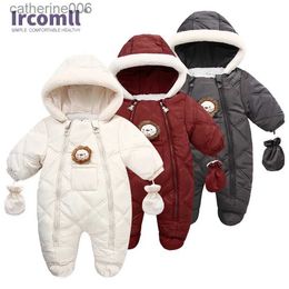 Jumpsuits Ircomll hoge kwaliteit pasgeboren baby winterkleding Snowsuit warme fleece hooded romper cartoon leeuw jumpsuit peuter kind outfitsL231101