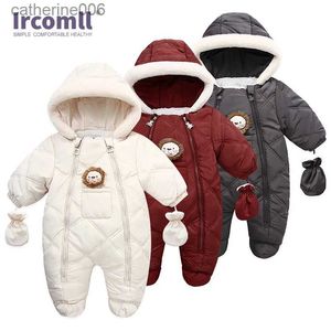 Combinaisons Ircomll haute qualité nouveau-né bébé vêtements d'hiver combinaison de neige chaude polaire à capuche barboteuse dessin animé Lion combinaison enfant en bas âge tenues L231101