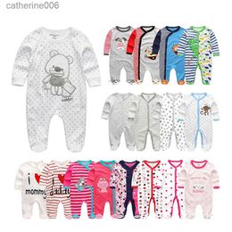 Combinaisons Kiddiezoom mode classique unisexe à manches longues casual bébé garçon fille barboteuses doux 100% coton nouveau-né vêtements L231101