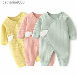 Combinaisons Lawadka 0-6M printemps automne nouveau-né bébé fille garçon barboteuse coton solide doux infantile combinaison avec aile vêtements décontractés pour les filles BoyL231101