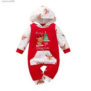 Комбинезоны Ma Baby 0-12M My 1st Christmas для новорожденных мальчиков Комбинезон с милым оленем и принтом автомобиля, комбинезон с длинными рукавами, Рождественский костюм D84L231101