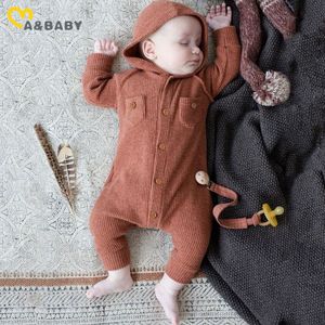 Jumpsuits ma baby 0-24m geboren baby boy girl jumpsuit zachte lange mouw knop romper herfst lente baby peuter babykleding 230228