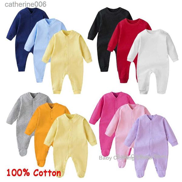 Combinaisons Nouveau-né bébé vêtements bébé barboteuse garçon pyjama fille vêtements de nuit une pièce combinaison blanc noir marron jaune bleu Rose Rose gris L231101