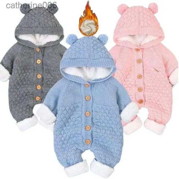 Monos Ropa de bebé recién nacido Cárdigan Mamelucos con capucha Otoño Invierno Niña Niño Moda Traje infantil Niños Niño Punto de cachemira MonoL231101